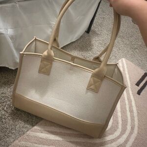 Elegant Tan and Cream Tote Bag